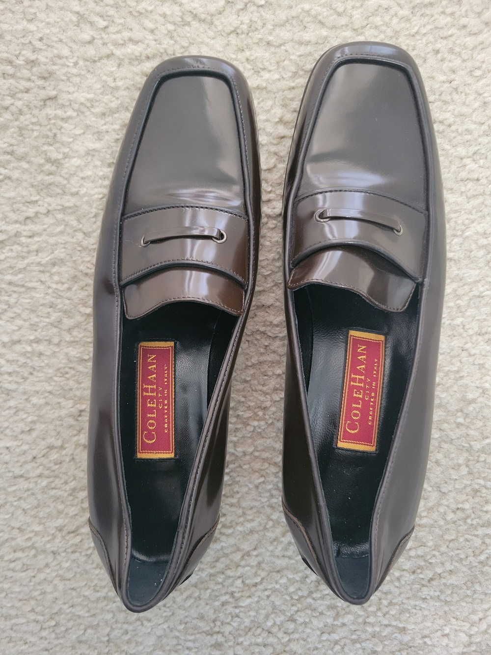 Cole Haan Women's Shiny Brown Leather Penny Loafers